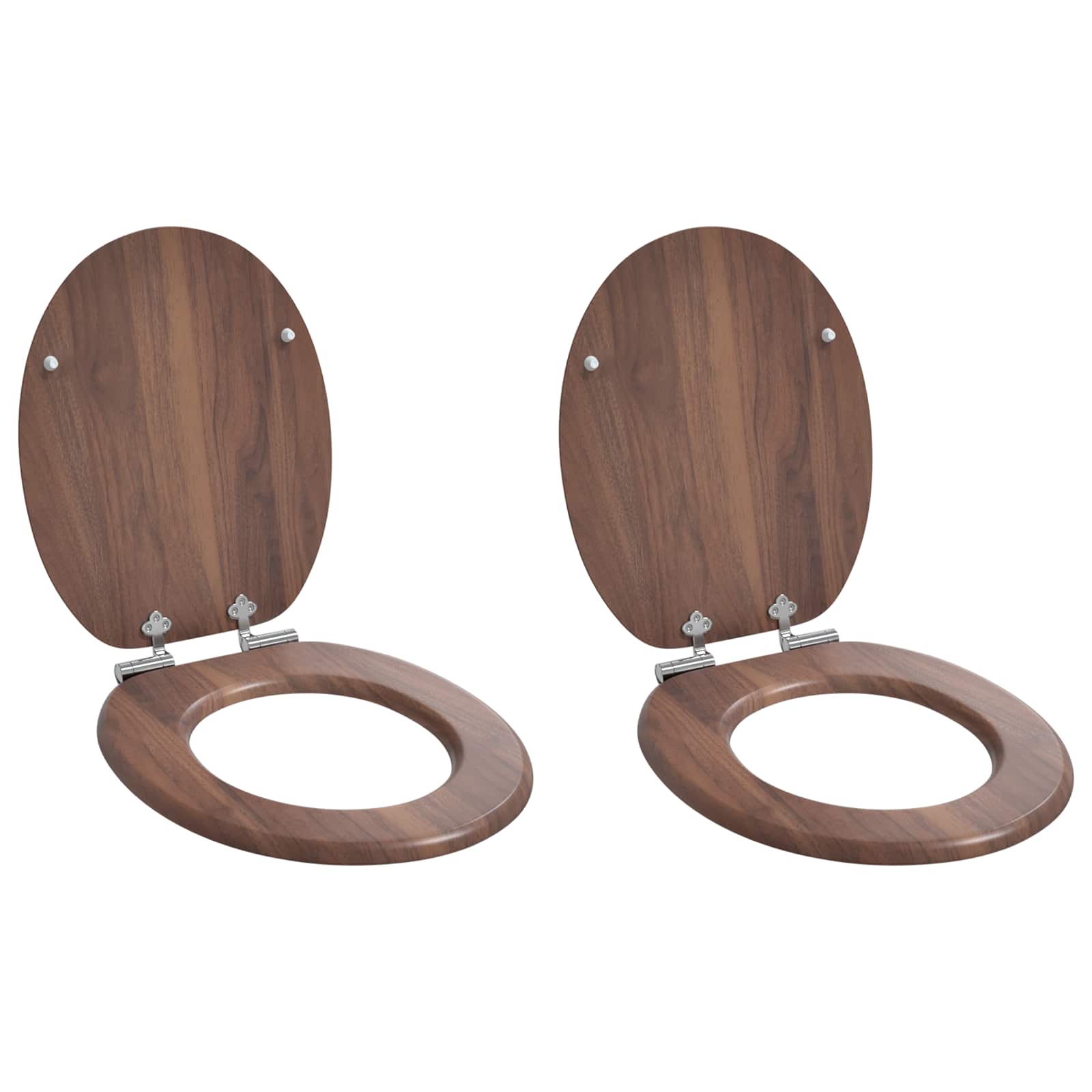 3414531_1.jpg vidaXL Sedenie na toaletu s tichým zatváraním 2 pcs Hnedá 44 x 38 cm – Obrázok 1