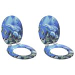 vidaXL WC sedadlo 2 pcs Modrá 44 x 38 cm MDF doska