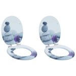 vidaXL WC sedadlo 2 pcs Sivá 44 x 38 cm MDF doska