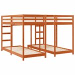 vidaXL Trojposchodový rám postele Včelí hnedý 200 x 200 cm – Obrázok 6