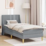 vidaXL Rám postele s matracom Svetlosivá 100 x 200 cm Polyester