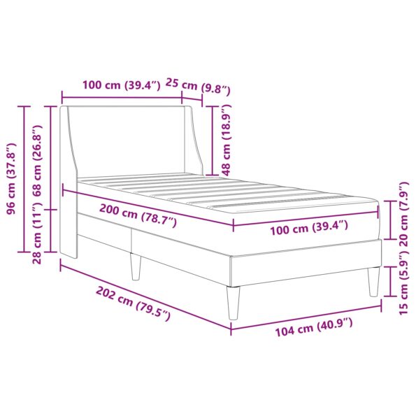 vidaXL Rám postele s matracom Svetlosivá 100 x 200 cm Polyester – Obrázok 11