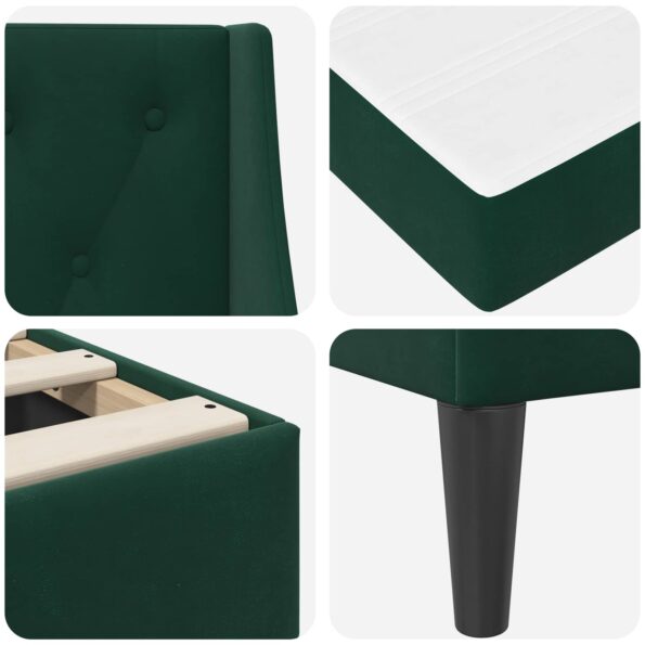 vidaXL Rám postele s matracom s matracmi Tmavozelená 80 x 200 cm Zamat – Obrázok 9