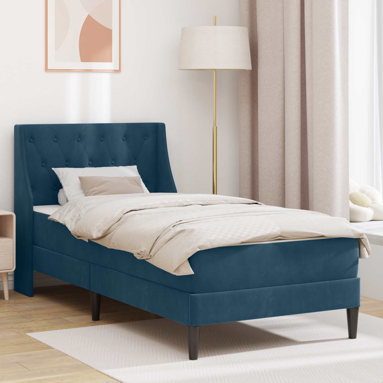 3414764_1.jpg vidaXL Rám postele s matracom s matracmi Modrá 80 x 200 cm Zamat – Obrázok 1