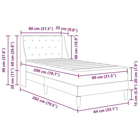 vidaXL Rám postele s matracom s matracmi Modrá 80 x 200 cm Zamat – Obrázok 11