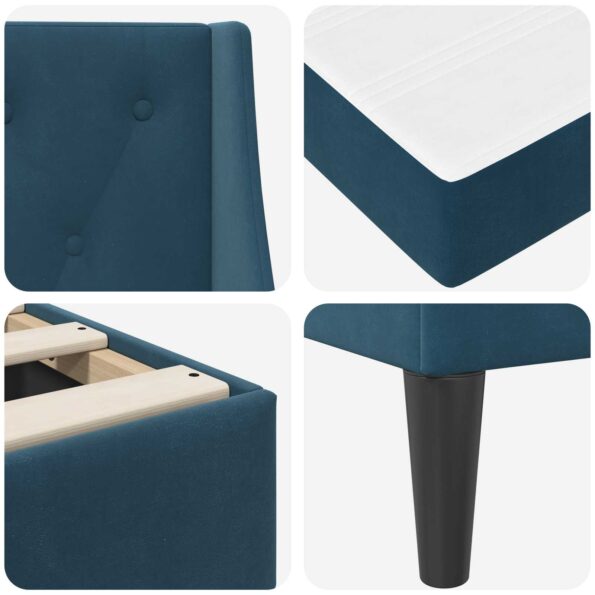 vidaXL Rám postele s matracom s matracmi Modrá 80 x 200 cm Zamat – Obrázok 9