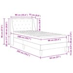 vidaXL Rám postele s matracom s matracmi Tmavo šedá 90 x 200 cm Zamat – Obrázok 11