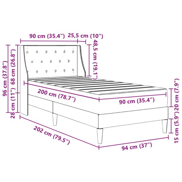 vidaXL Rám postele s matracom s matracmi Ružová 90 x 200 cm Zamat – Obrázok 10