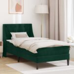 vidaXL Rám postele s matracom Tmavozelená 100 x 200 cm Zamat