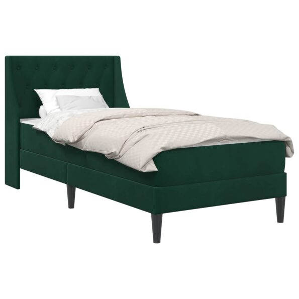 vidaXL Rám postele s matracom Tmavozelená 100 x 200 cm Zamat – Obrázok 2