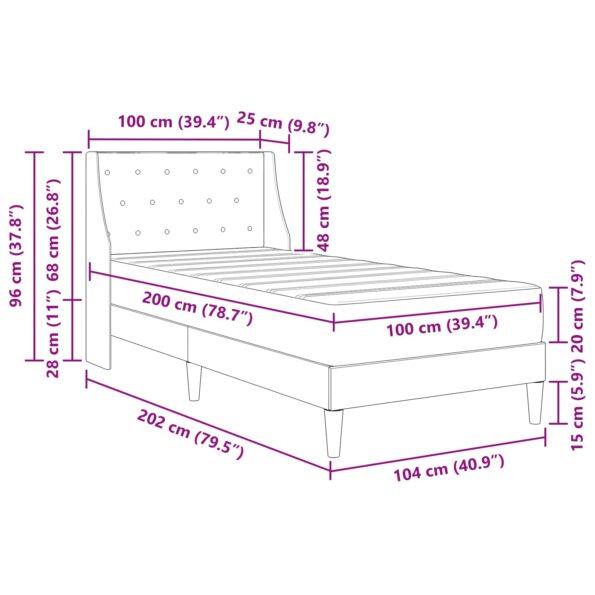 vidaXL Rám postele s matracom s matracmi Ružová 100 x 200 cm Zamat – Obrázok 10