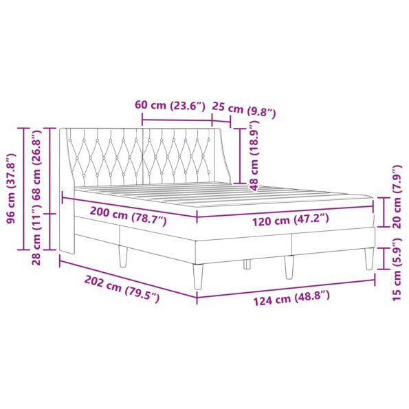vidaXL Rám postele s matracom s matracmi Ružová 120 x 200 cm Zamat – Obrázok 11