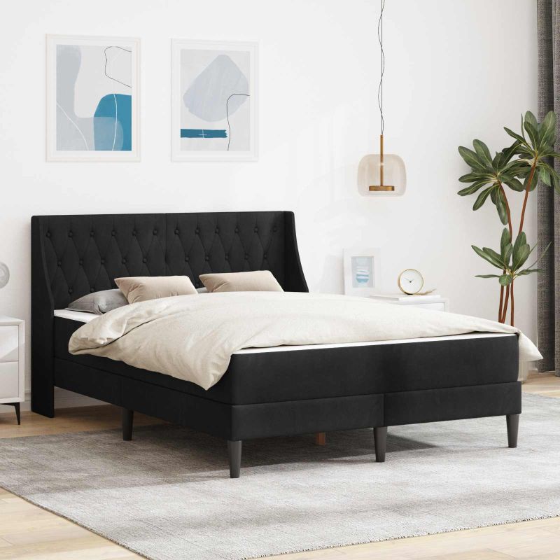 3414793_1.jpg vidaXL Rám postele s matracom s matracmi Čierny 120 x 200 cm Zamat – Obrázok 1