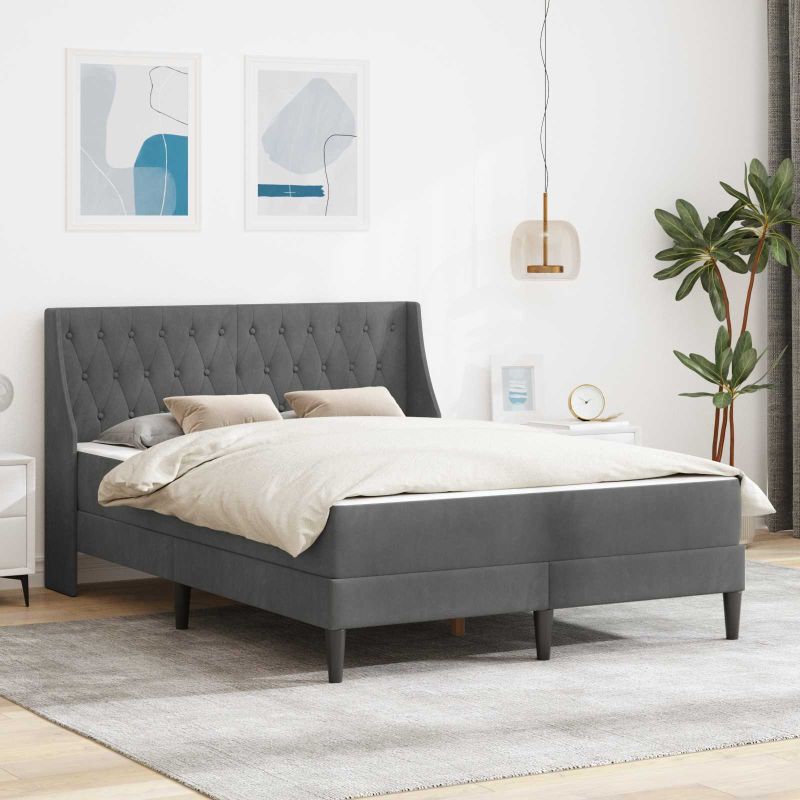 3414802_1.jpg vidaXL Rám postele s matracom s matracmi Tmavo šedá 140 x 200 cm Zamat – Obrázok 1