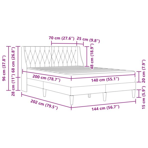 vidaXL Rám postele s matracom Tmavozelená 140 x 200 cm Zamat – Obrázok 11