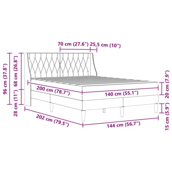 vidaXL Rám postele s matracom s matracmi Modrá 140 x 200 cm Zamat – Obrázok 11