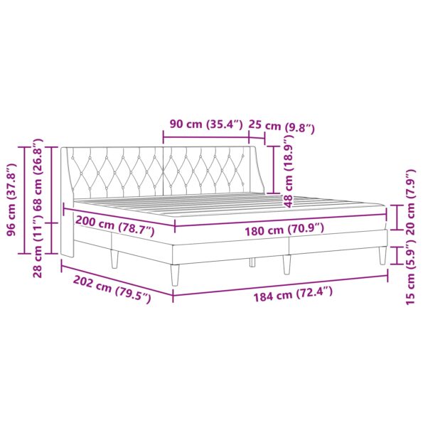 vidaXL Rám postele s matracom Nástenný 2 pcs Tmavo šedá Zamat – Obrázok 11