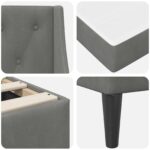 vidaXL Rám postele s matracom Nástenný 2 pcs Tmavo šedá Zamat – Obrázok 9