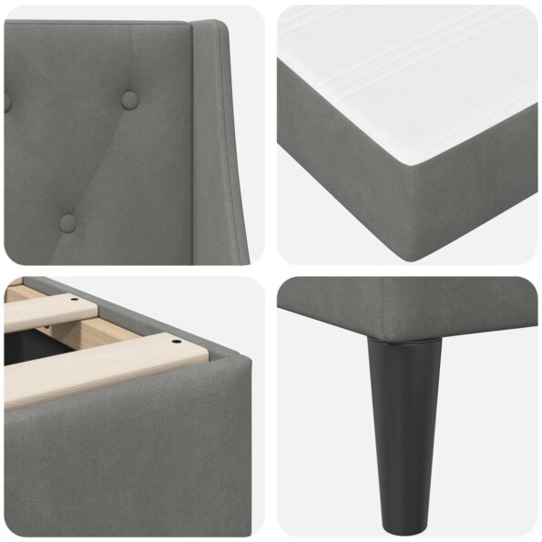 vidaXL Rám postele s matracom Nástenný 2 pcs Tmavo šedá Zamat – Obrázok 9