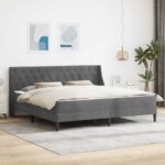 vidaXL Rám postele s matracom s matracmi Tmavo šedá 200 x 200 cm Zamat