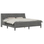 vidaXL Rám postele s matracom s matracmi Tmavo šedá 200 x 200 cm Zamat – Obrázok 2