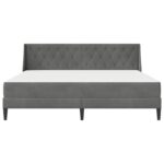 vidaXL Rám postele s matracom s matracmi Tmavo šedá 200 x 200 cm Zamat – Obrázok 6