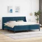 vidaXL Rám postele s matracom s matracmi Modrá 200 x 200 cm Zamat