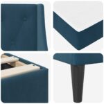 vidaXL Rám postele s matracom s matracmi Modrá 200 x 200 cm Zamat – Obrázok 9