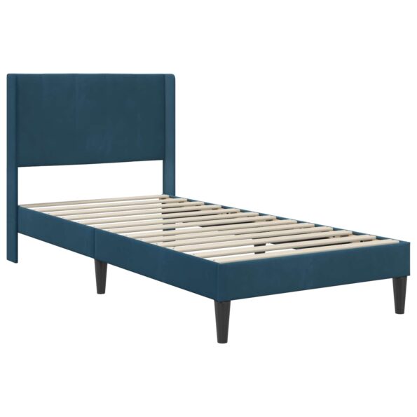 vidaXL Rám postele s matracom s čelnou doskou Modrá 90 x 190 cm Zamat – Obrázok 4
