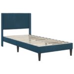 vidaXL Rám postele s matracom s čelnou doskou Modrá 100 x 200 cm Zamat – Obrázok 4