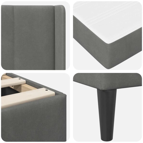 vidaXL Rám postele Tmavo šedá 120 x 200 cm Zamat – Obrázok 9