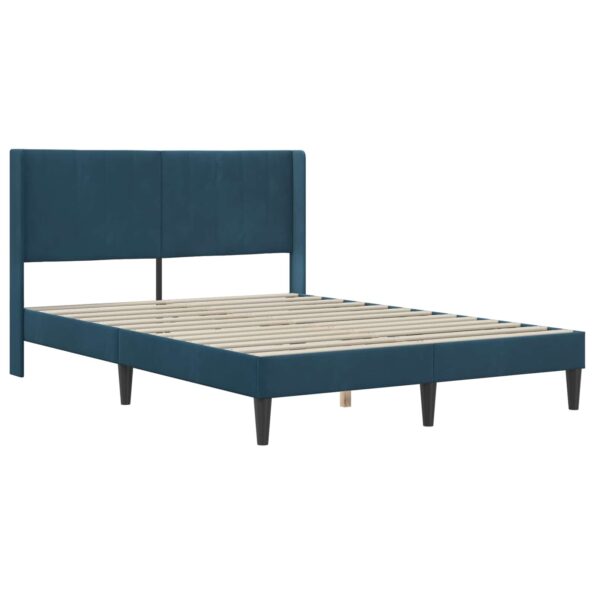 vidaXL Rám postele s matracom s čelnou doskou Modrá 120 x 200 cm Zamat – Obrázok 4