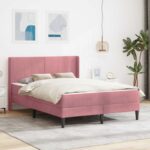 vidaXL Rám postele Ružová 140 x 190 cm Zamat