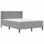 vidaXL Rám postele s matracom Svetlosivá 140 x 200 cm Zamat – Obrázok 3