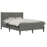 vidaXL Rám postele s matracom Tmavosivá 140 x 200 cm Zamat – Obrázok 2