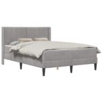 vidaXL Rám postele s matracom Svetlosivá 160 x 200 cm Zamat – Obrázok 2