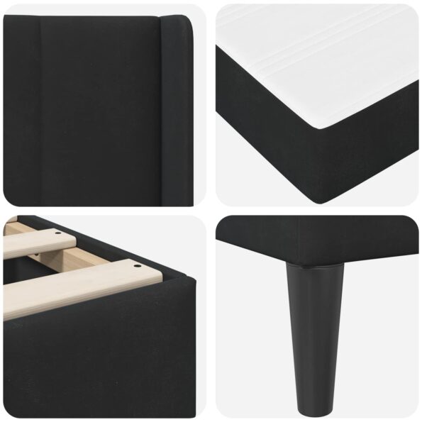vidaXL Rám postele s matracom Čierna 160 x 200 cm Zamat – Obrázok 9