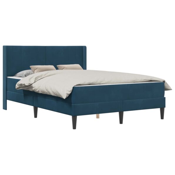 vidaXL Rám postele s matracom s čelnou doskou Modrá 160 x 200 cm Zamat – Obrázok 2