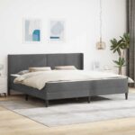 vidaXL Rám postele s matracom Tmavosivá 180 x 200 cm Zamat