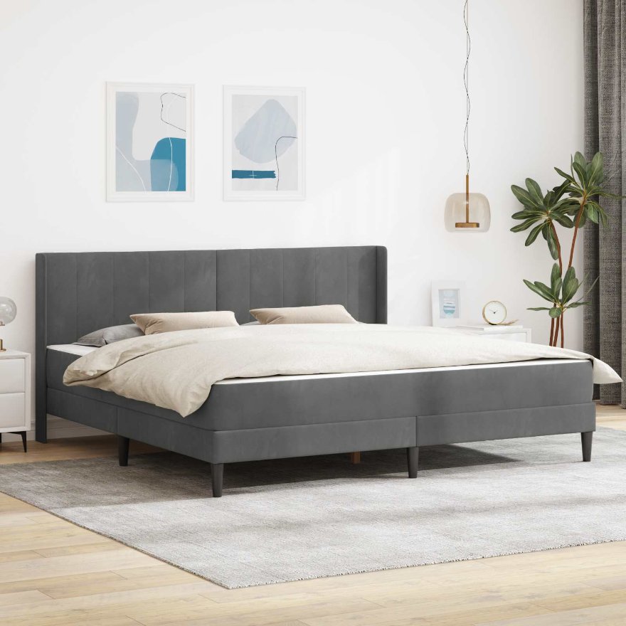 3414880_1.jpg vidaXL Rám postele s matracom Tmavosivá 180 x 200 cm Zamat – Obrázok 1