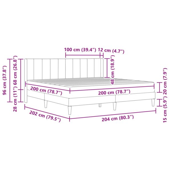 vidaXL Rám postele s matracom s čelnou doskou Modrá 200 x 200 cm Zamat – Obrázok 11