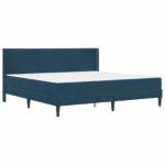 vidaXL Rám postele s matracom s čelnou doskou Modrá 200 x 200 cm Zamat – Obrázok 3