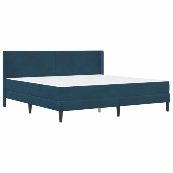 vidaXL Rám postele s matracom s čelnou doskou Modrá 200 x 200 cm Zamat – Obrázok 3