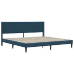 vidaXL Rám postele s matracom s čelnou doskou Modrá 200 x 200 cm Zamat – Obrázok 4
