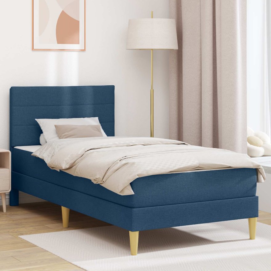 3414938_1.jpg vidaXL Rám postele Modrá 90 x 200 cm Polyester – Obrázok 1