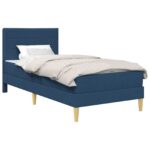 vidaXL Rám postele Modrá 90 x 200 cm Polyester – Obrázok 2