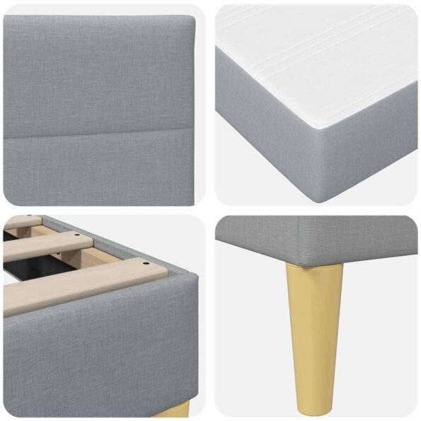 vidaXL Rám postele Svetlosivá 140 x 190 cm Polyester – Obrázok 9