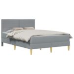 vidaXL Rám postele Svetlosivá 160 x 200 cm Polyester – Obrázok 2