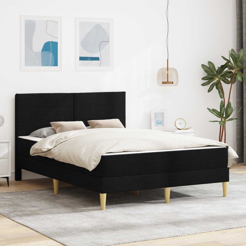 3414966_1.jpg vidaXL Rám postele Čierny 160 x 200 cm Polyester – Obrázok 1