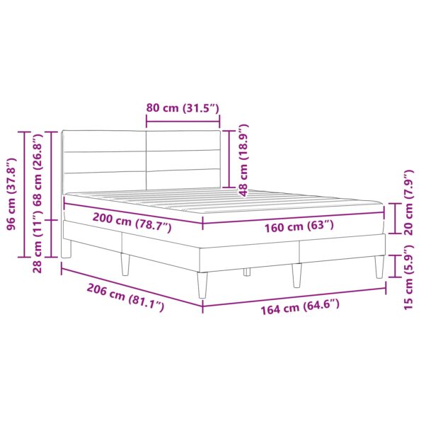 vidaXL Rám postele Sivohnedá 160 x 200 cm Polyester – Obrázok 11